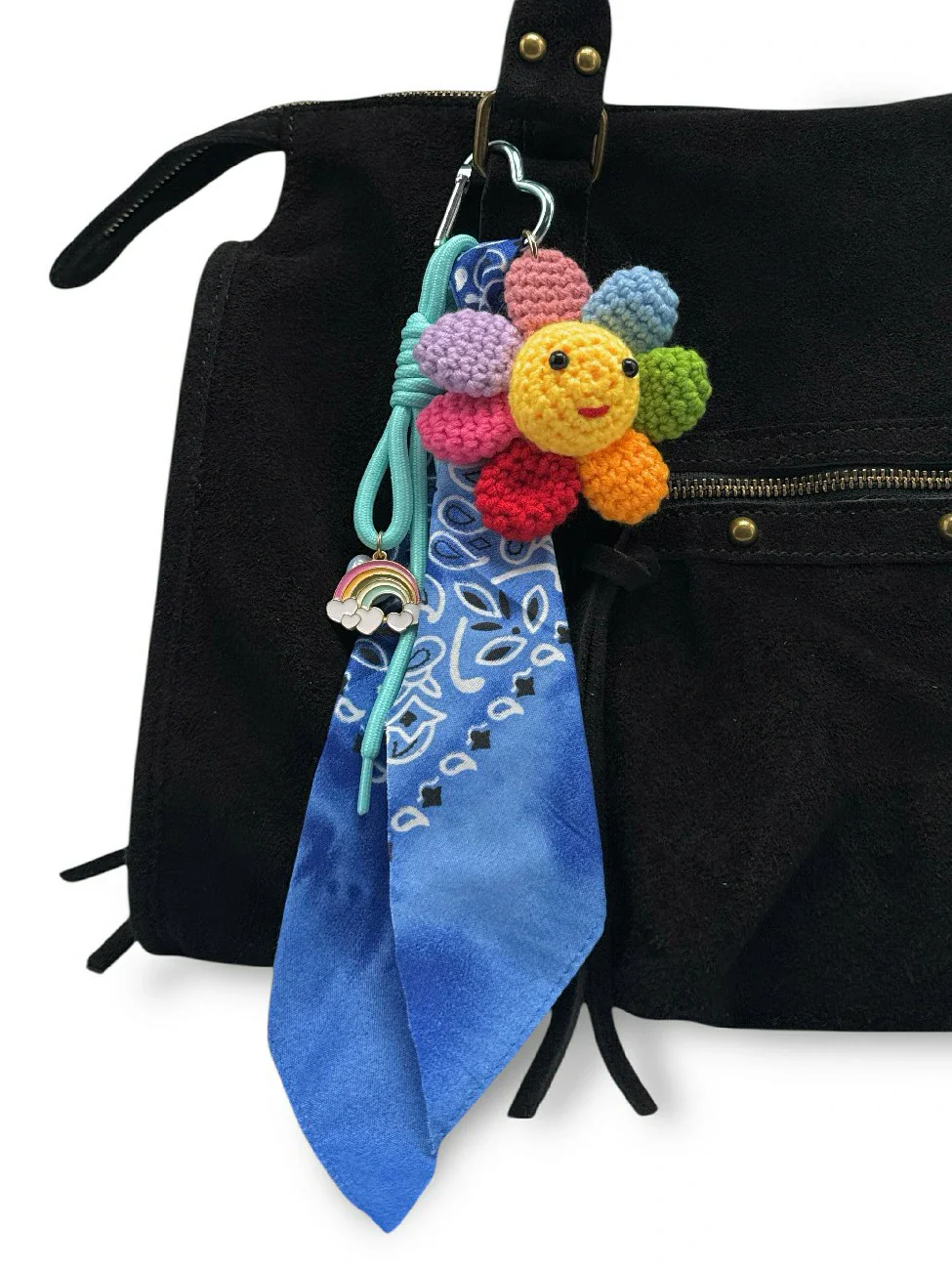 Porte-clés tricoté fleur RAINBOW FLOWER - Image 3