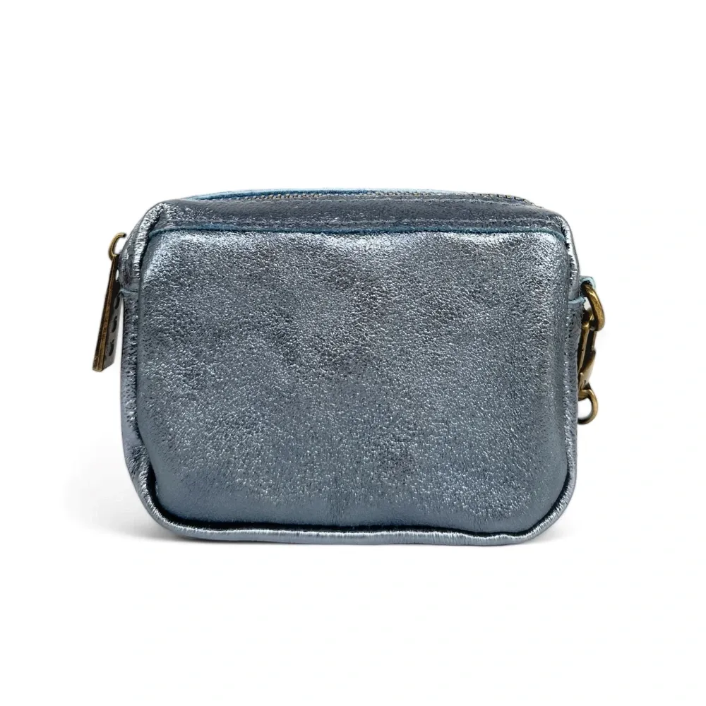 Porte-monnaie avec dragonne en cuir irisé CATCHY Bleu céleste - Image 3