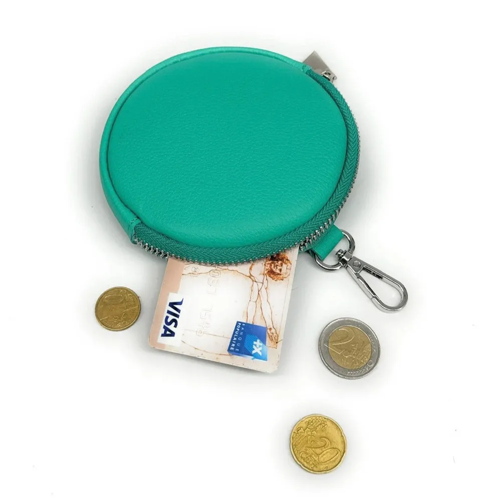 Porte monnaie en cuir grainé italien NEMO Bleu des mers du sud - Image 3