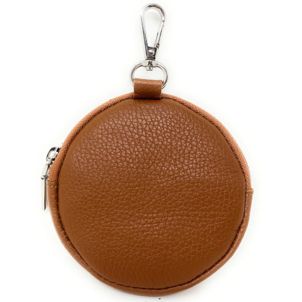 Porte monnaie en cuir grainé italien NEMO Camel foncé - Image 3