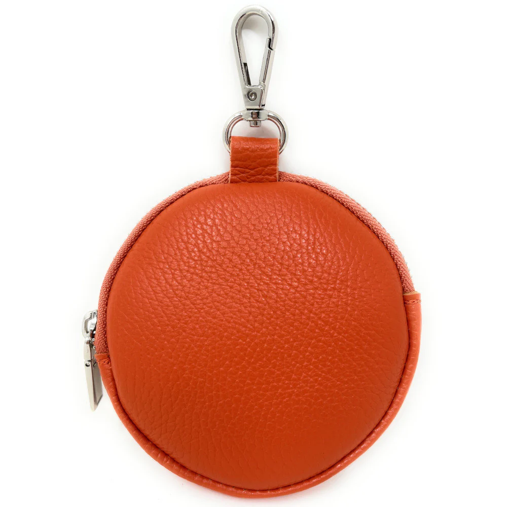 Porte monnaie en cuir grainé italien NEMO Orange - Image 2