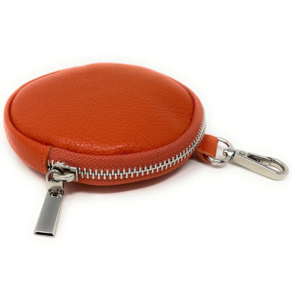 Porte monnaie en cuir grainé italien NEMO Orange - Image 3