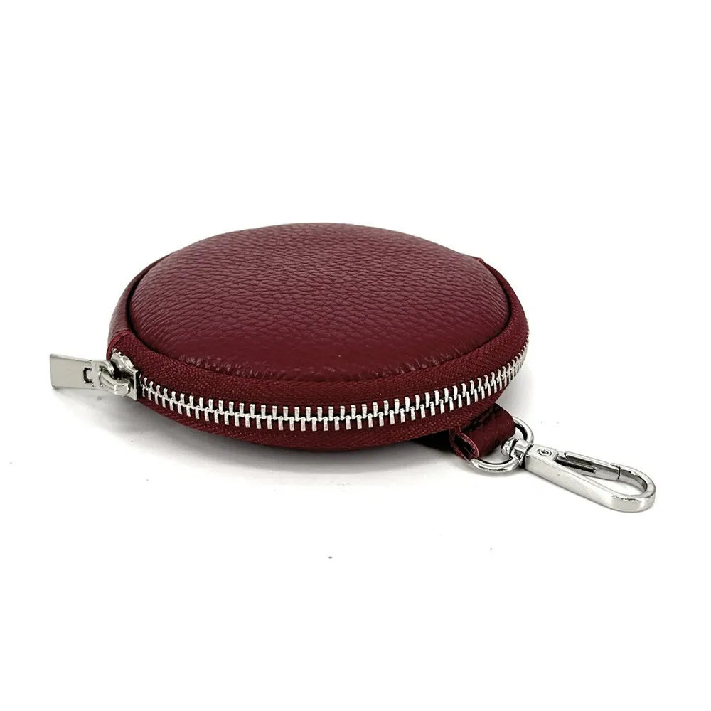 Porte monnaie en cuir grainé italien NEMO Rouge foncé - Image 3