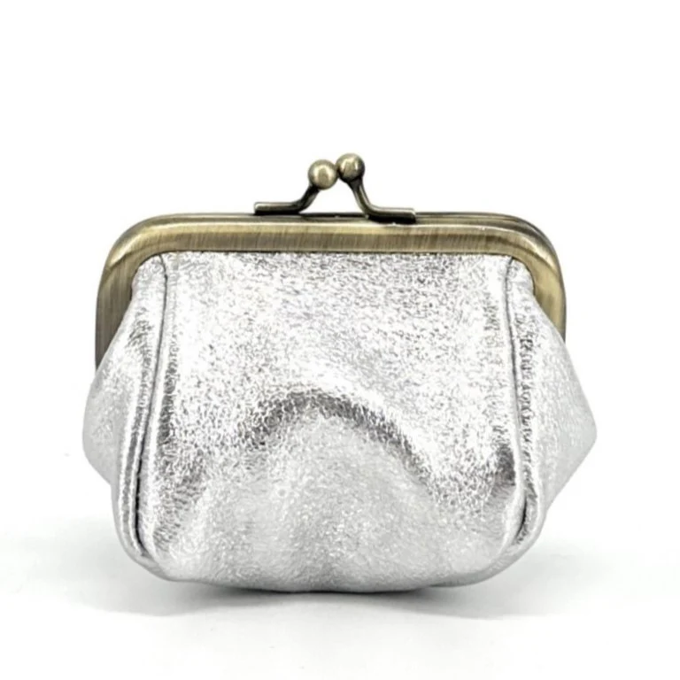 Pochette porte-monnaie en cuir irisé REINETTE Argent clair - Image 4