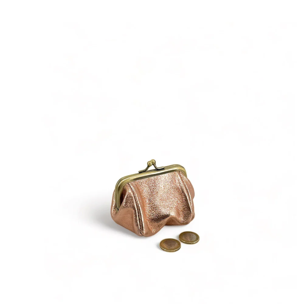 Pochette porte-monnaie en cuir irisé REINETTE Rose gold - Image 2