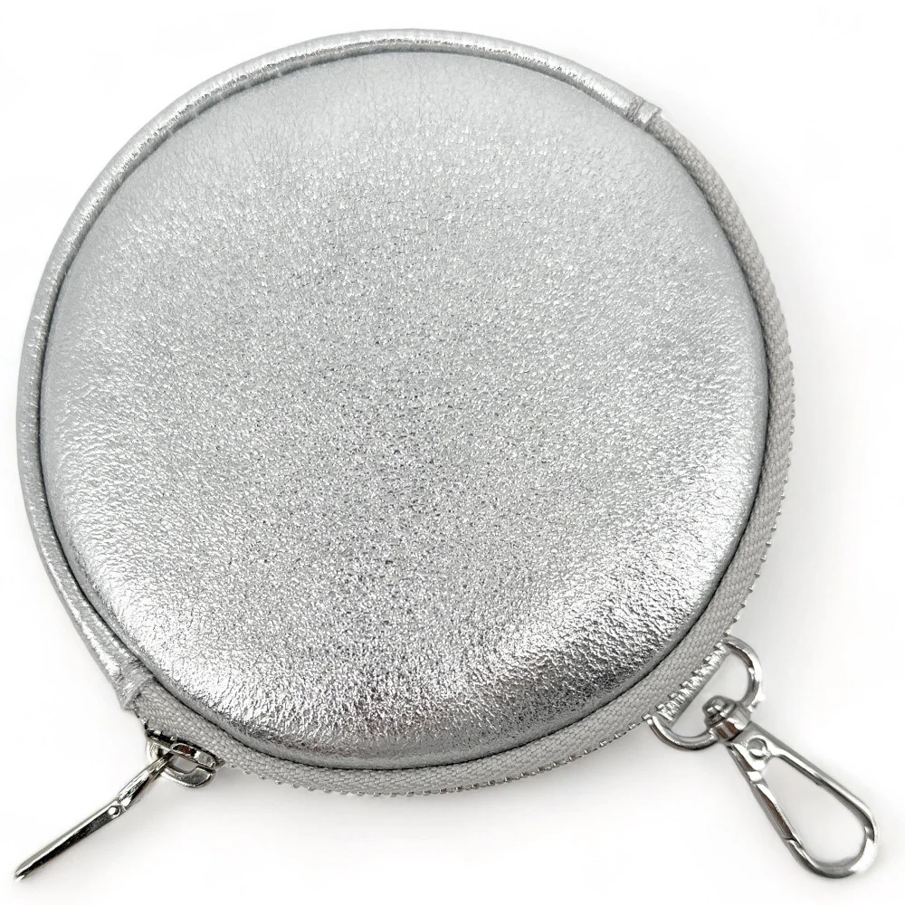 Porte monnaie en cuir irisé italien NEMO Argent clair