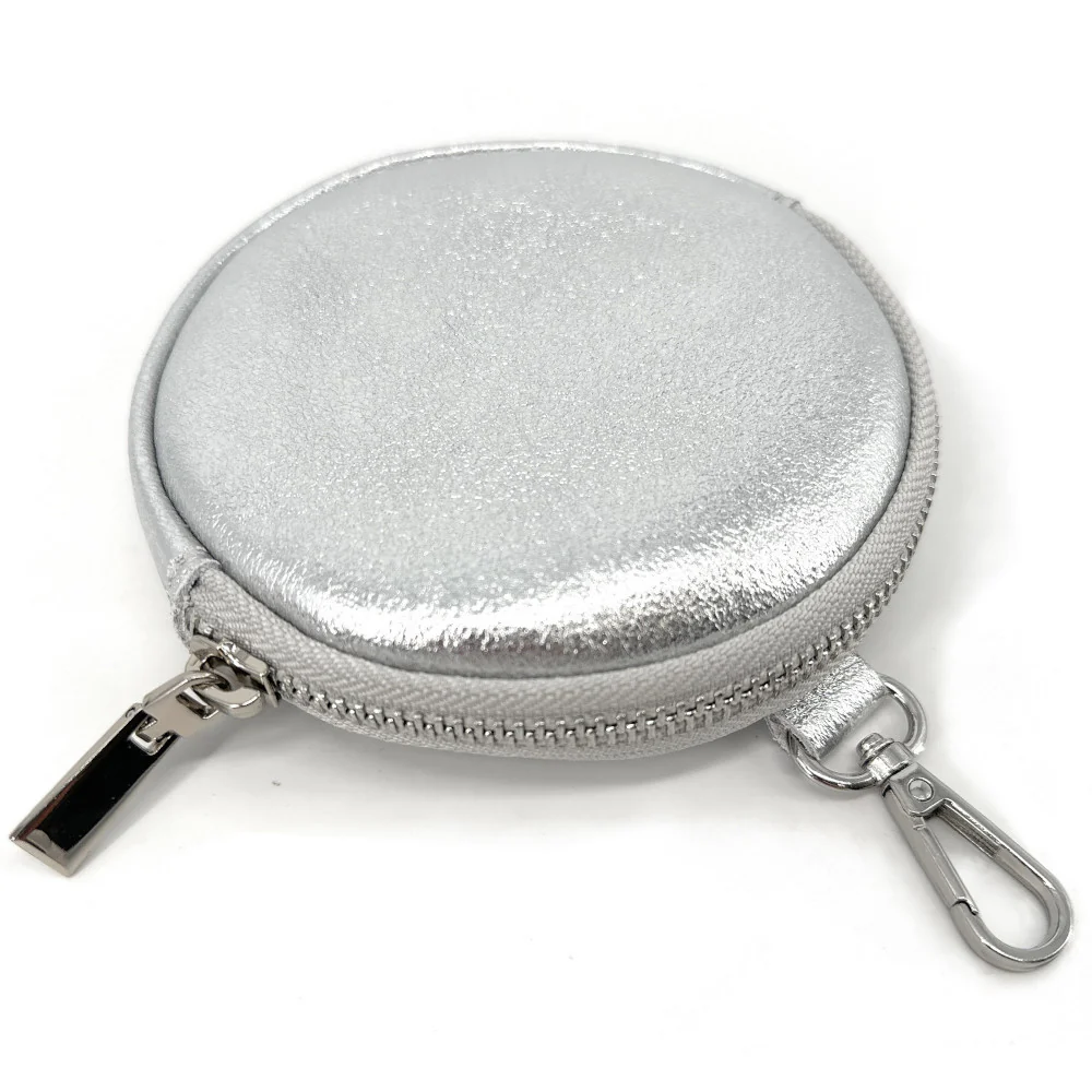 Porte monnaie en cuir irisé italien NEMO Argent clair - Image 2