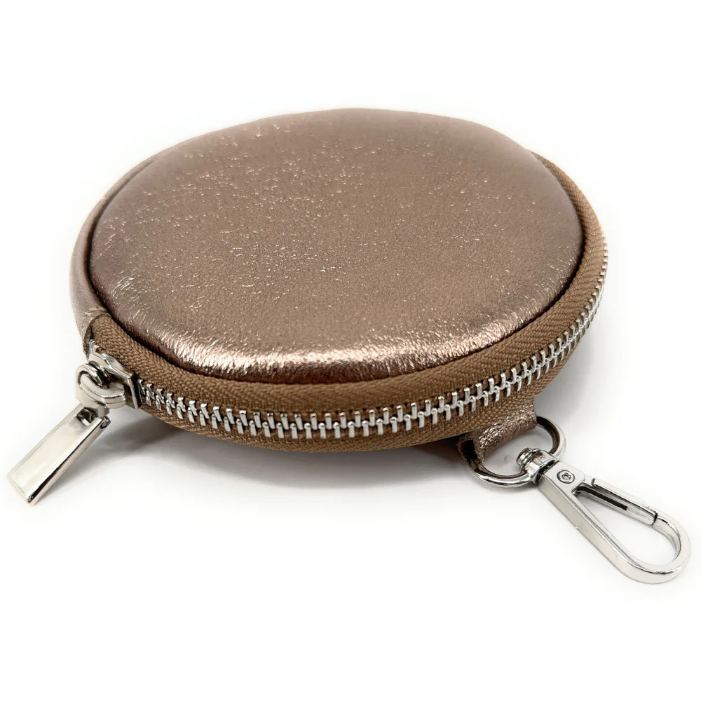 Porte monnaie en cuir irisé italien NEMO Champagne irisé - Image 3