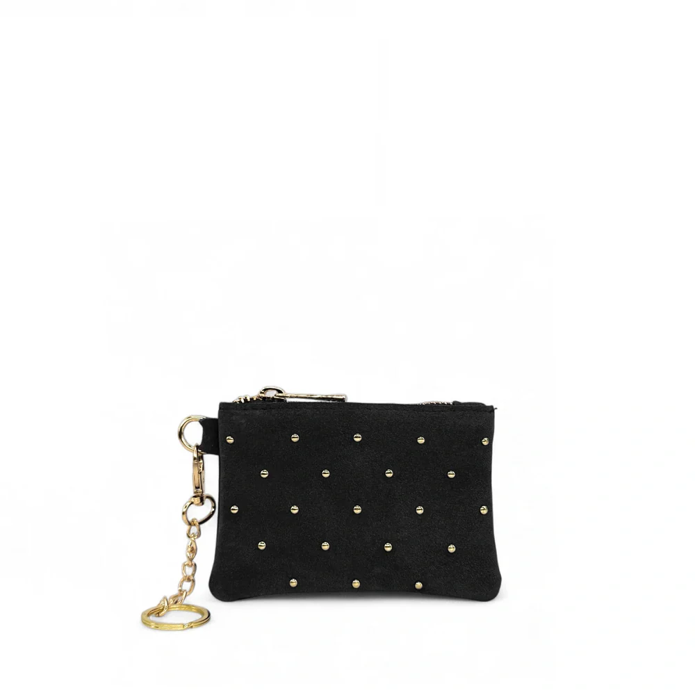 Porte-monnaie en daim TINY DOTS Noir