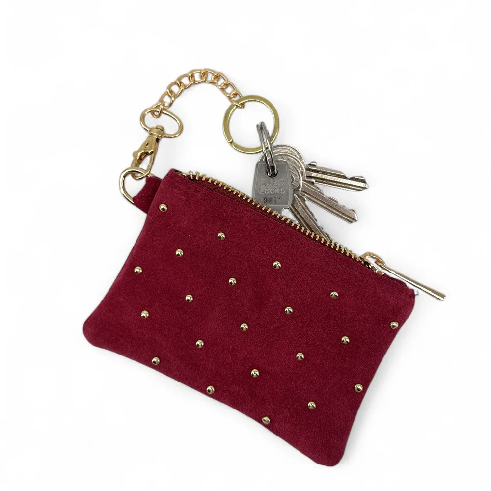 Porte-monnaie en daim TINY DOTS Rouge Bordeaux - Image 2