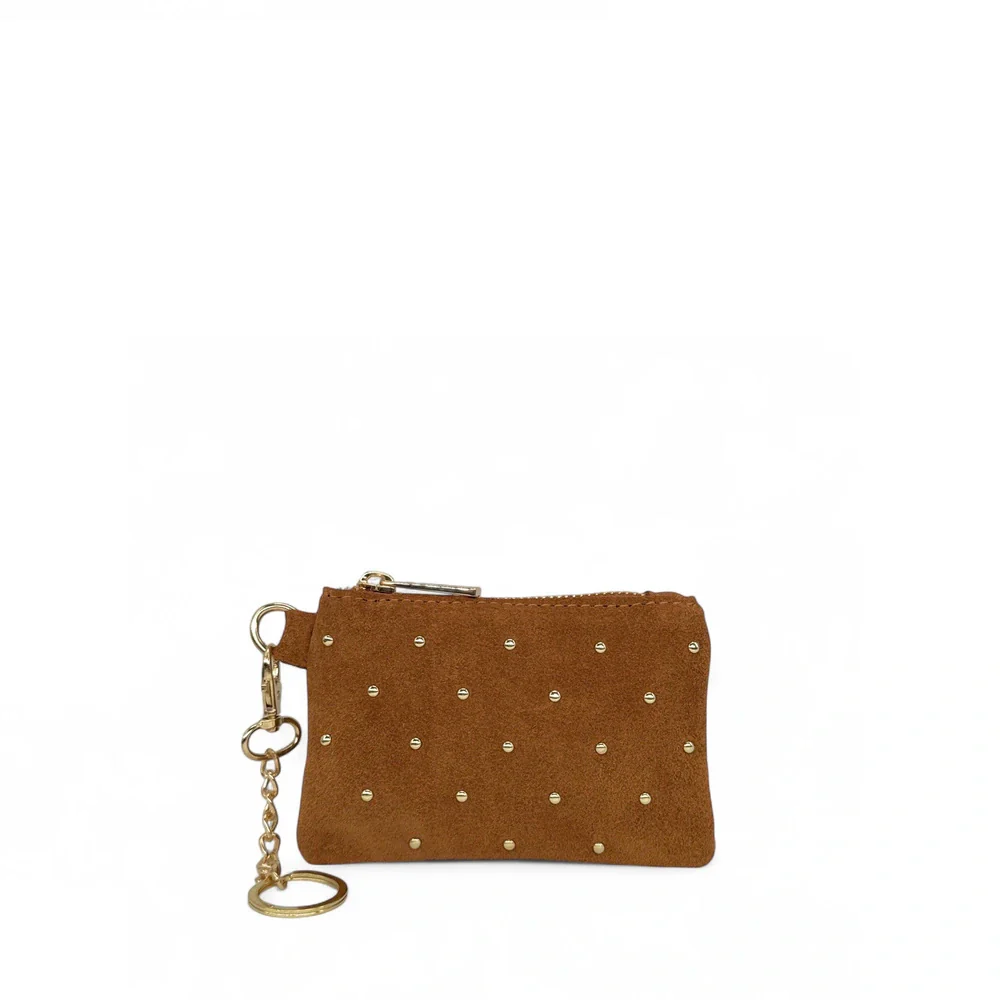 Porte-monnaie en daim TINY DOTS Camel foncé