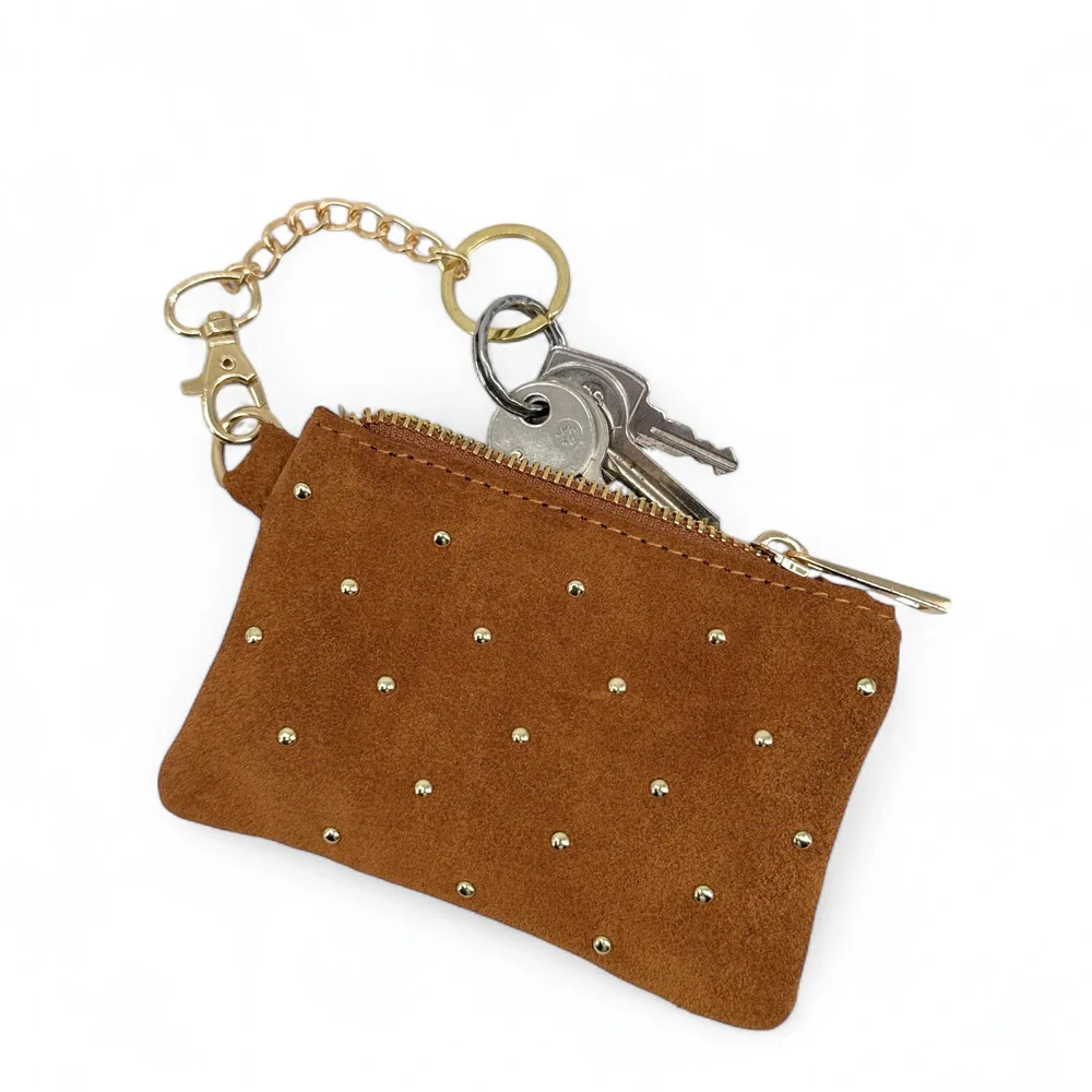 Porte-monnaie en daim TINY DOTS Camel foncé - Image 2