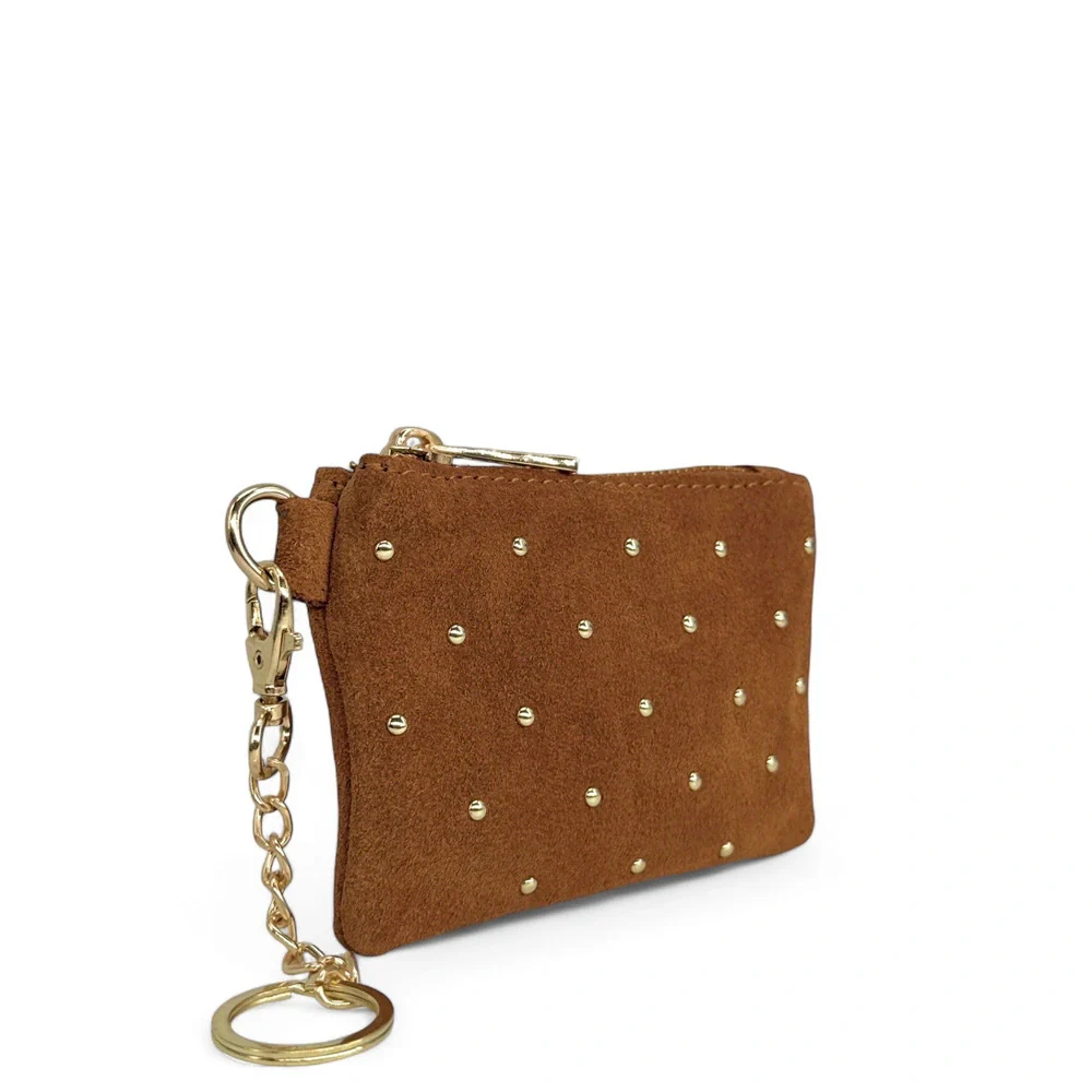 Porte-monnaie en daim TINY DOTS Camel foncé - Image 3