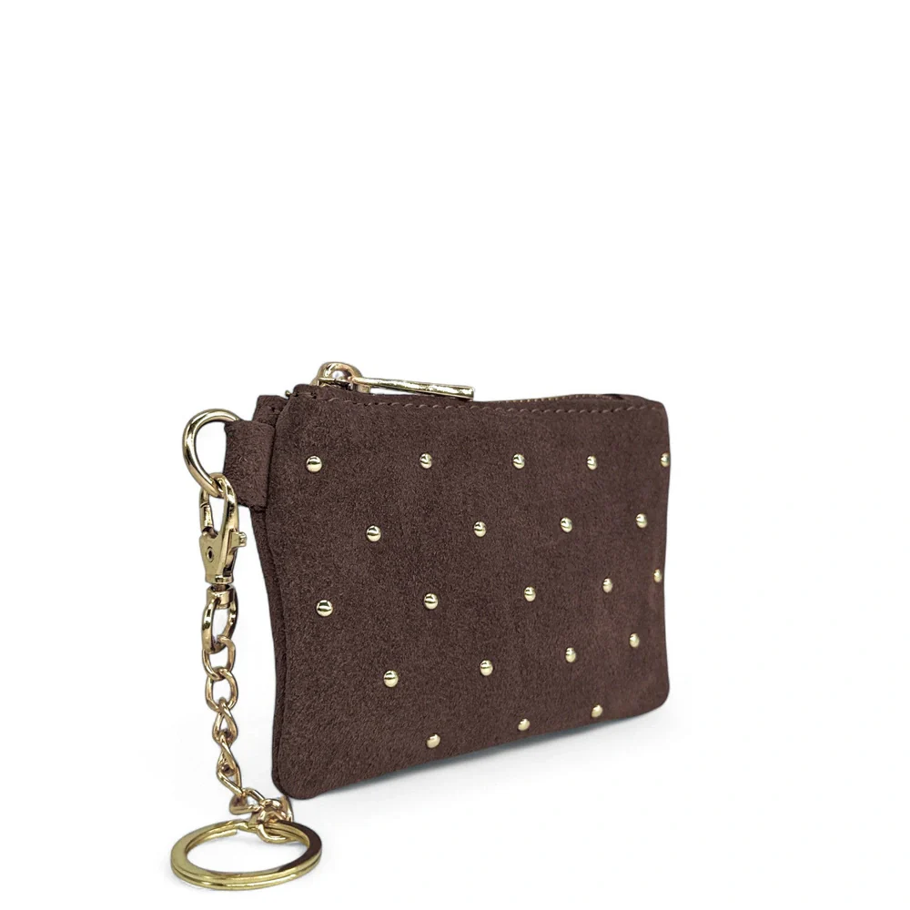 Porte-monnaie en daim TINY DOTS Marron Chocolat - Image 3