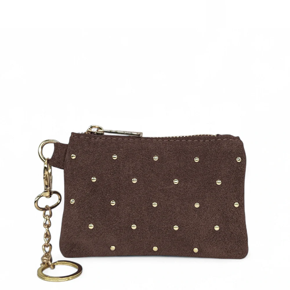 Porte-monnaie en daim TINY DOTS Marron Chocolat - Image 4
