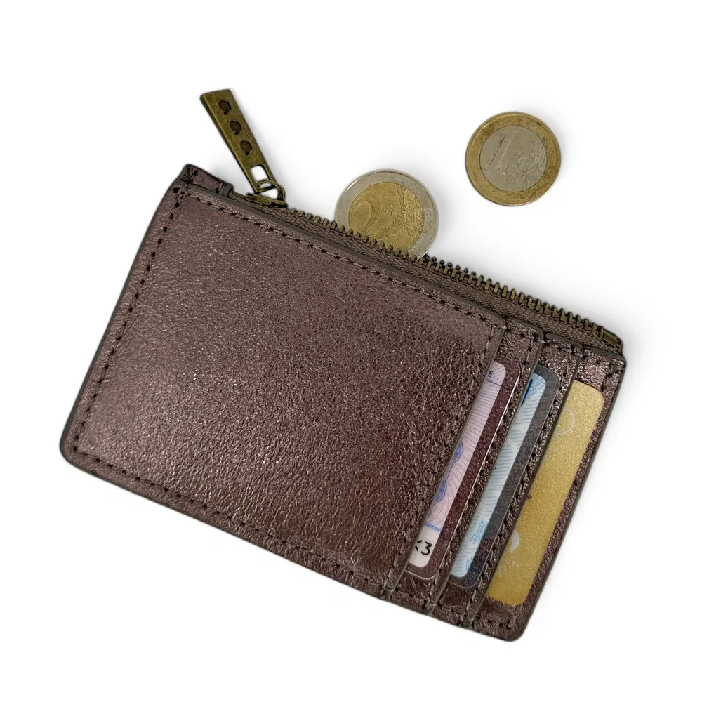 Porte-monnaie porte-cartes en cuir irisé EKKO Chocolat irisé - Image 2