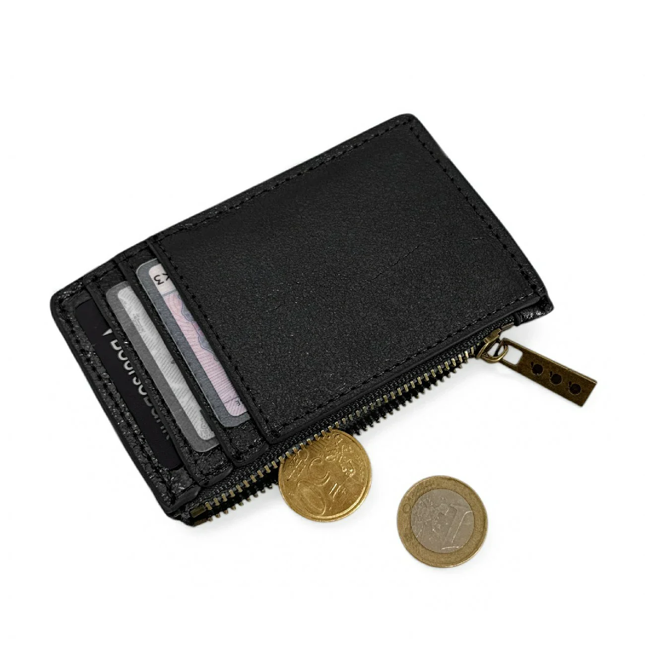 Porte-monnaie porte-cartes en cuir irisé EKKO Noir irisé - Image 3