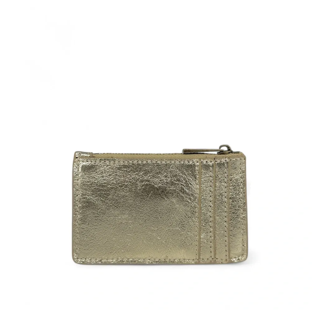 Porte-monnaie porte-cartes en cuir irisé EKKO Or pâle