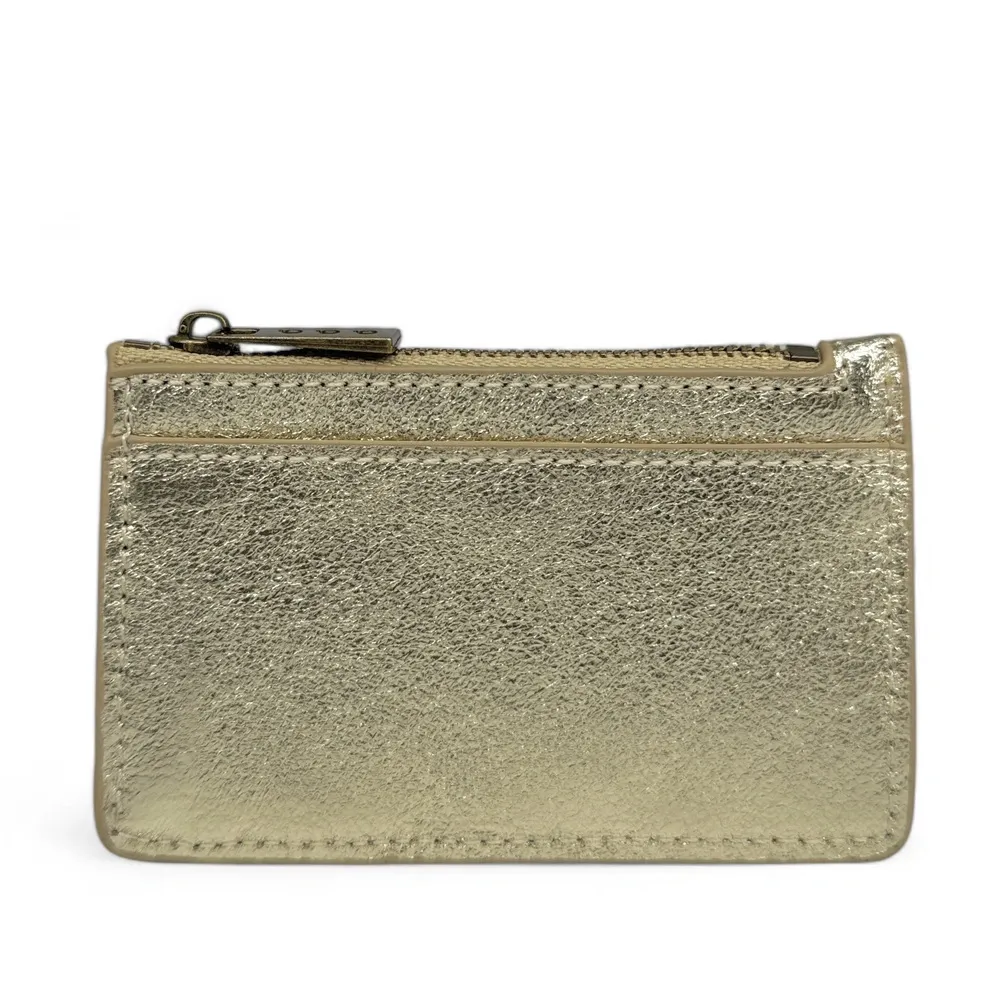 Porte-monnaie porte-cartes en cuir irisé EKKO Or pâle - Image 3