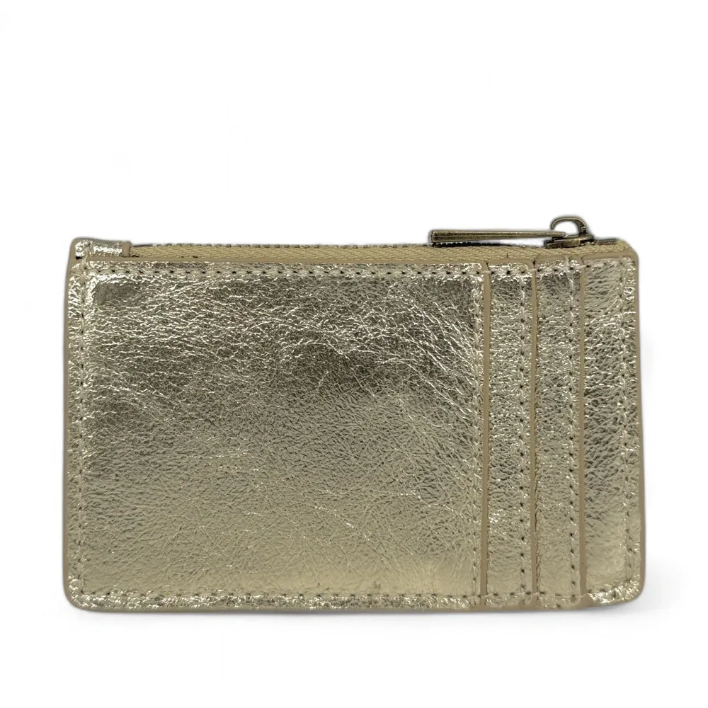 Porte-monnaie porte-cartes en cuir irisé EKKO Or pâle - Image 4