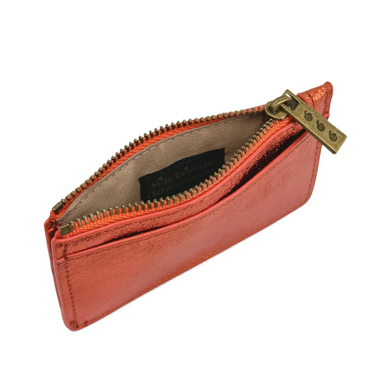 Porte-monnaie porte-cartes en cuir irisé EKKO Orange mandarine - Image 3