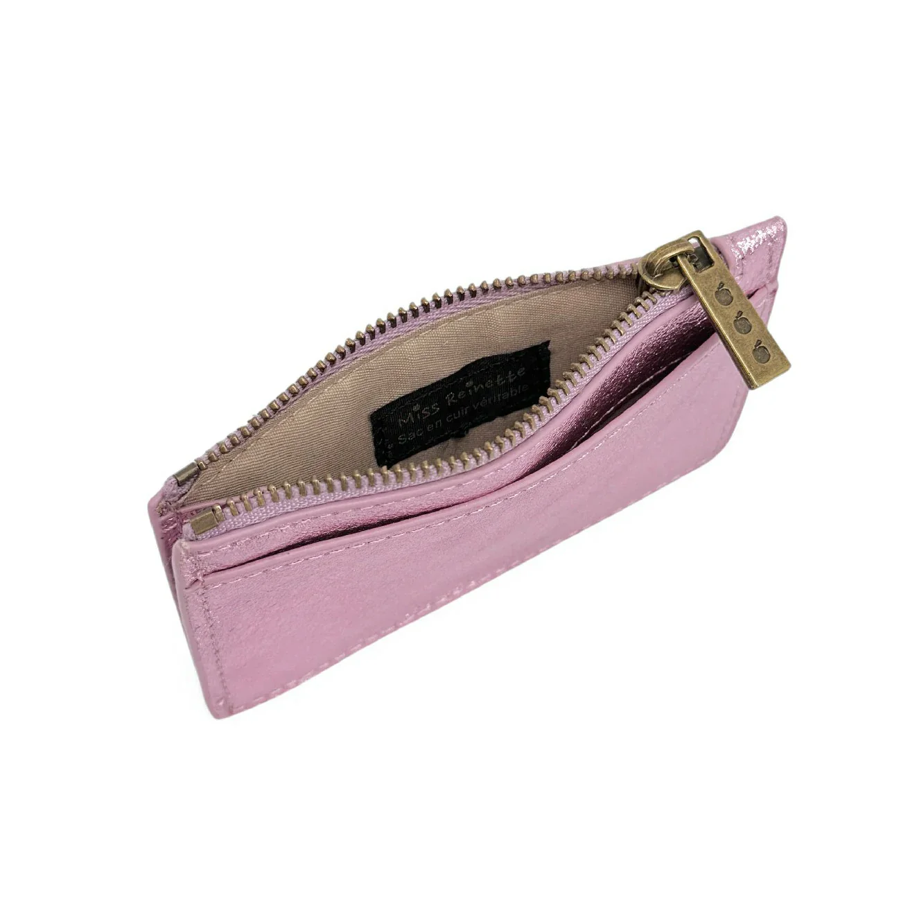 Porte-monnaie porte-cartes en cuir irisé EKKO Rose pâle - Image 3
