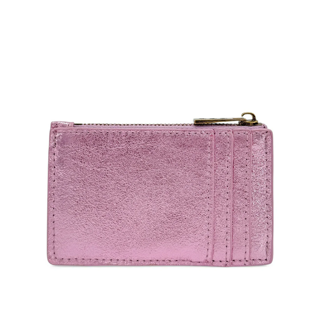 Porte-monnaie porte-cartes en cuir irisé EKKO Rose pâle - Image 4