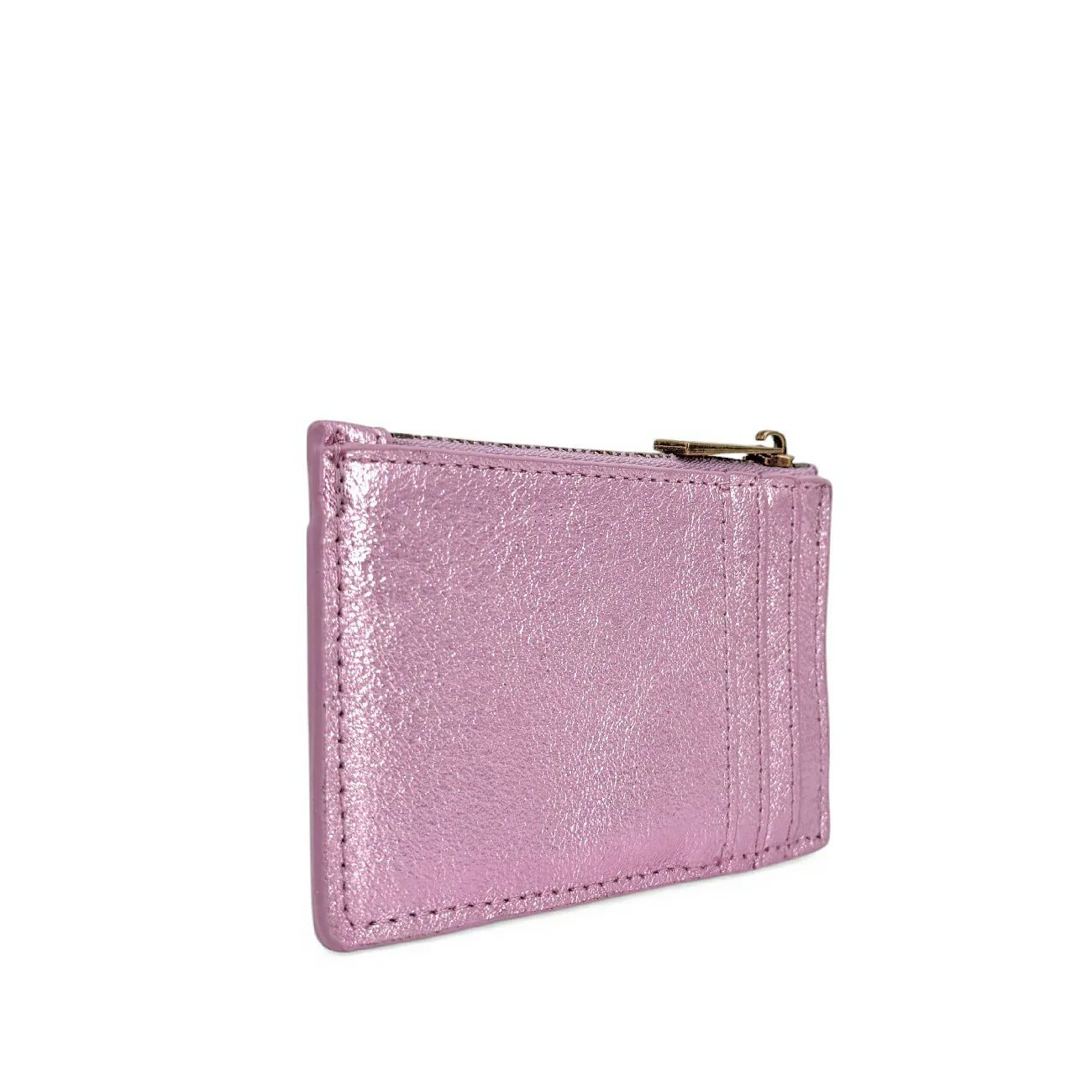 Porte-monnaie porte-cartes en cuir irisé EKKO Rose pâle - Image 5