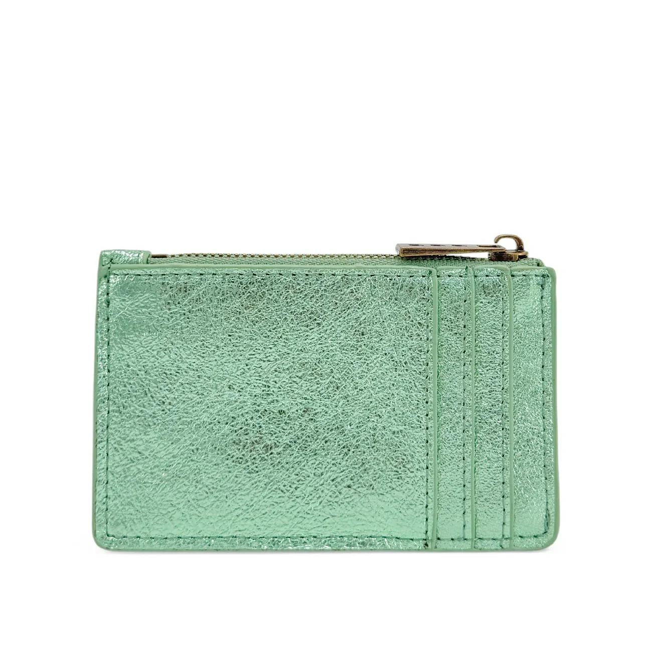 Porte-monnaie porte-cartes en cuir irisé EKKO Vert menthe givrée - Image 4