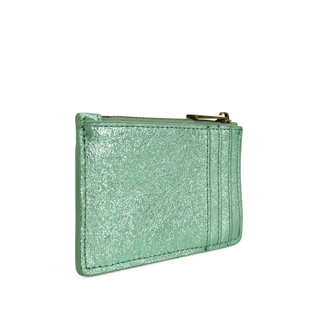 Porte-monnaie porte-cartes en cuir irisé EKKO Vert menthe givrée - Image 5