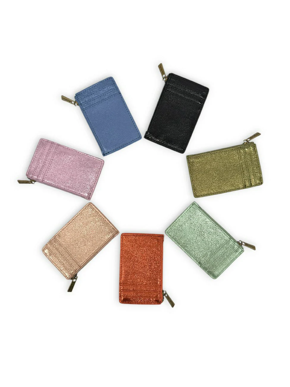 Porte-monnaie porte-cartes en cuir irisé EKKO Vert menthe givrée - Image 7