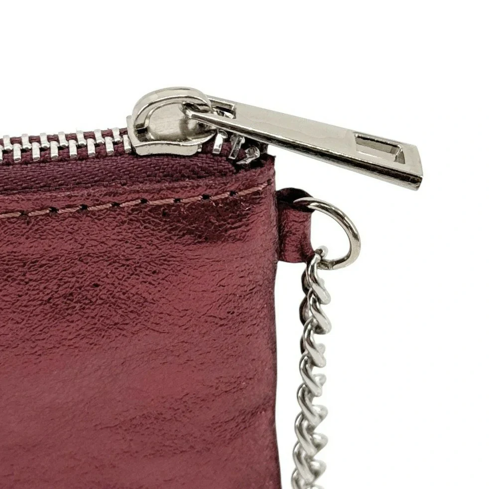 Porte-monnaie porte-clés en cuir irisé POCKET GLOW Rouge Bordeaux - Image 6