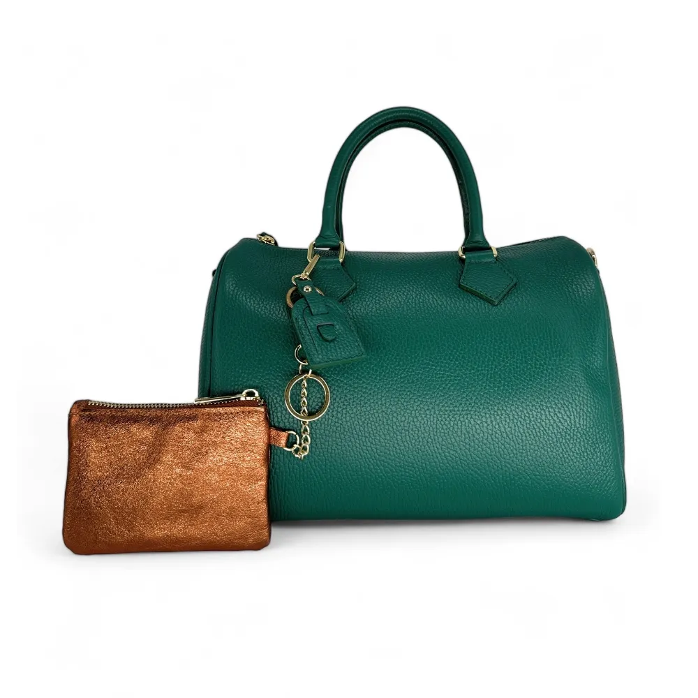 Porte-monnaie porte-clés en cuir irisé POCKET GLOW Bronze - Image 4