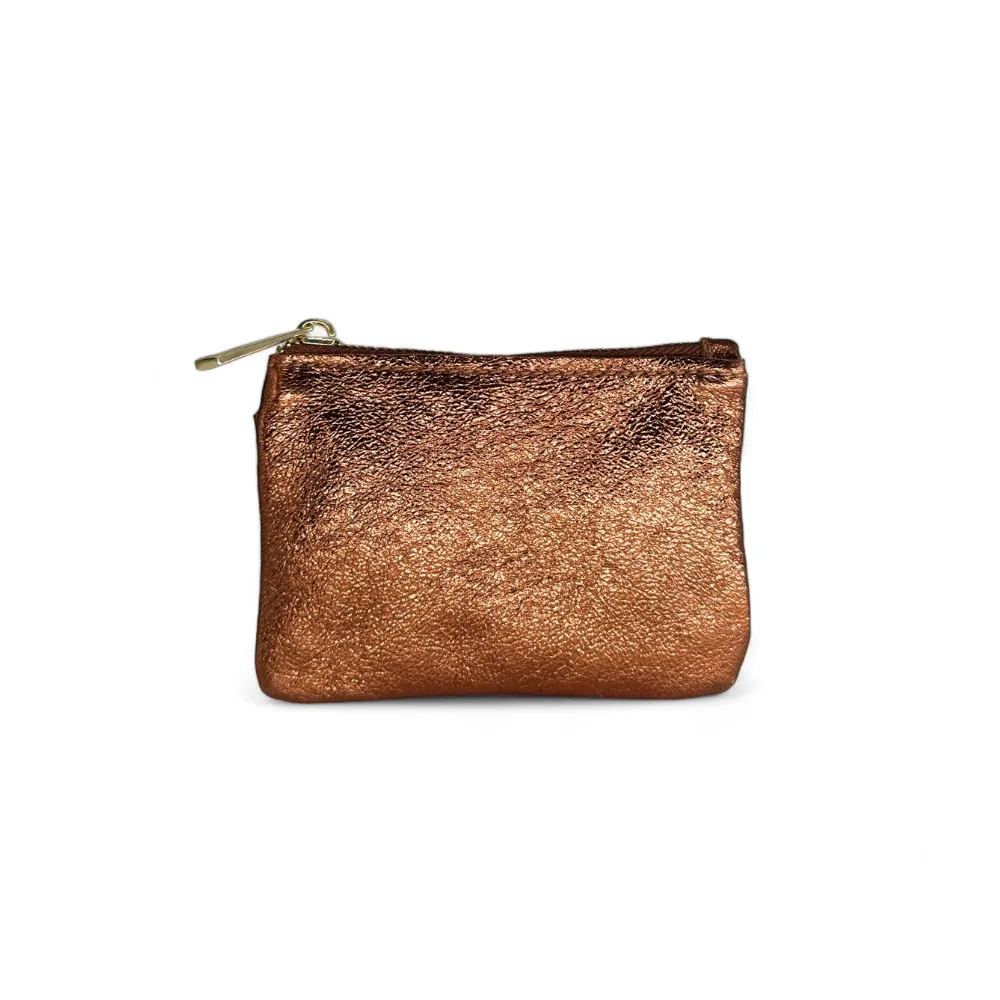Porte-monnaie porte-clés en cuir irisé POCKET GLOW Bronze - Image 5