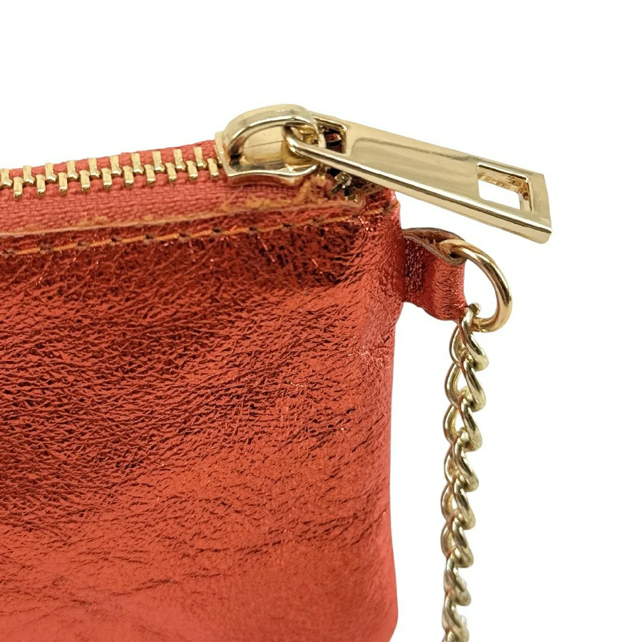 Porte-monnaie porte-clés en cuir irisé POCKET GLOW Orange - Image 5