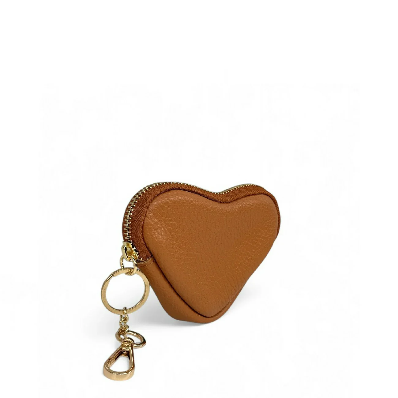 Porte-monnaie porte-clés en cuir grainé SWEETIE Camel foncé - Image 3