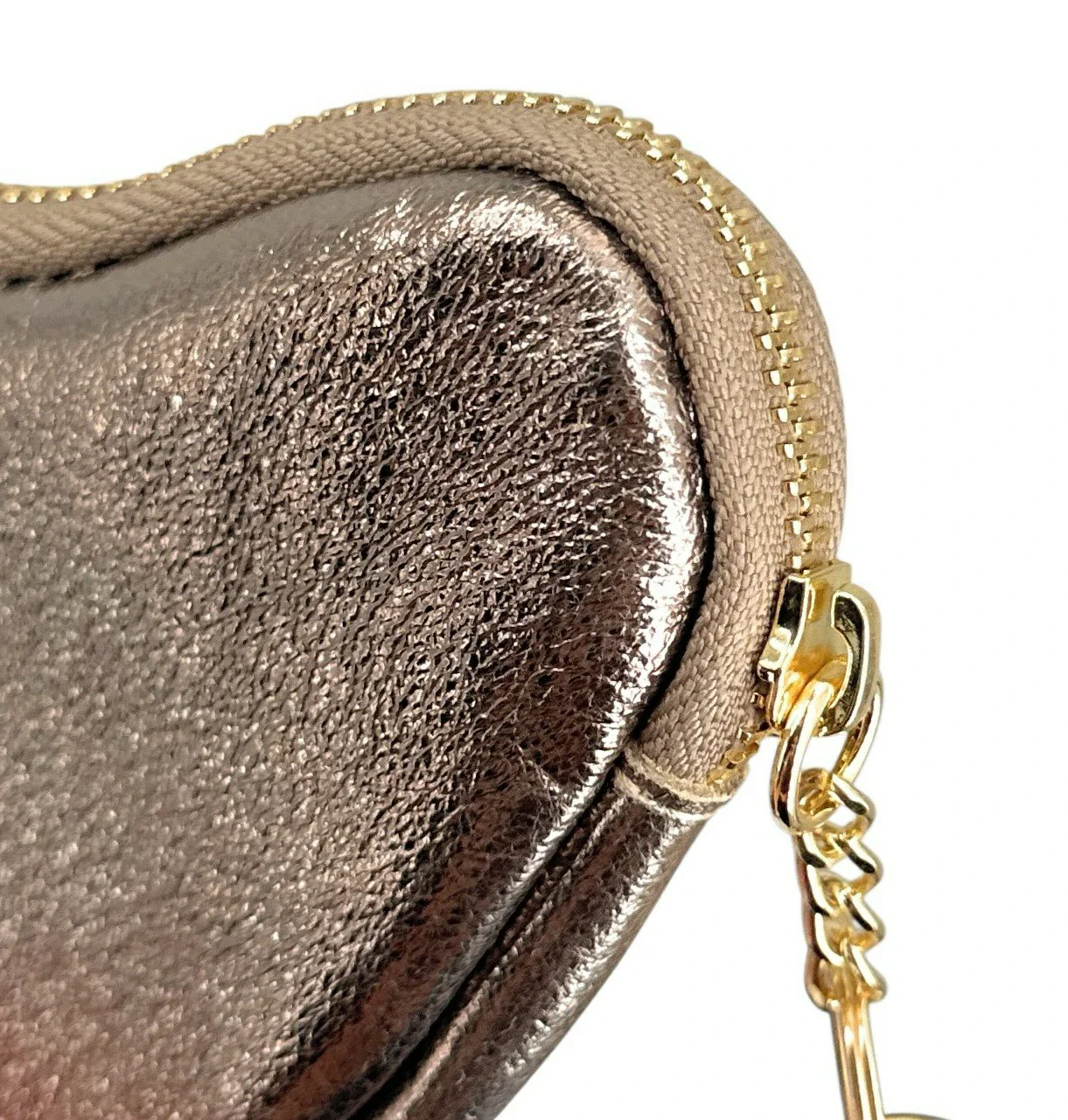 Porte-monnaie porte-clés en cuir irisé SWEETIE Champagne - Image 4