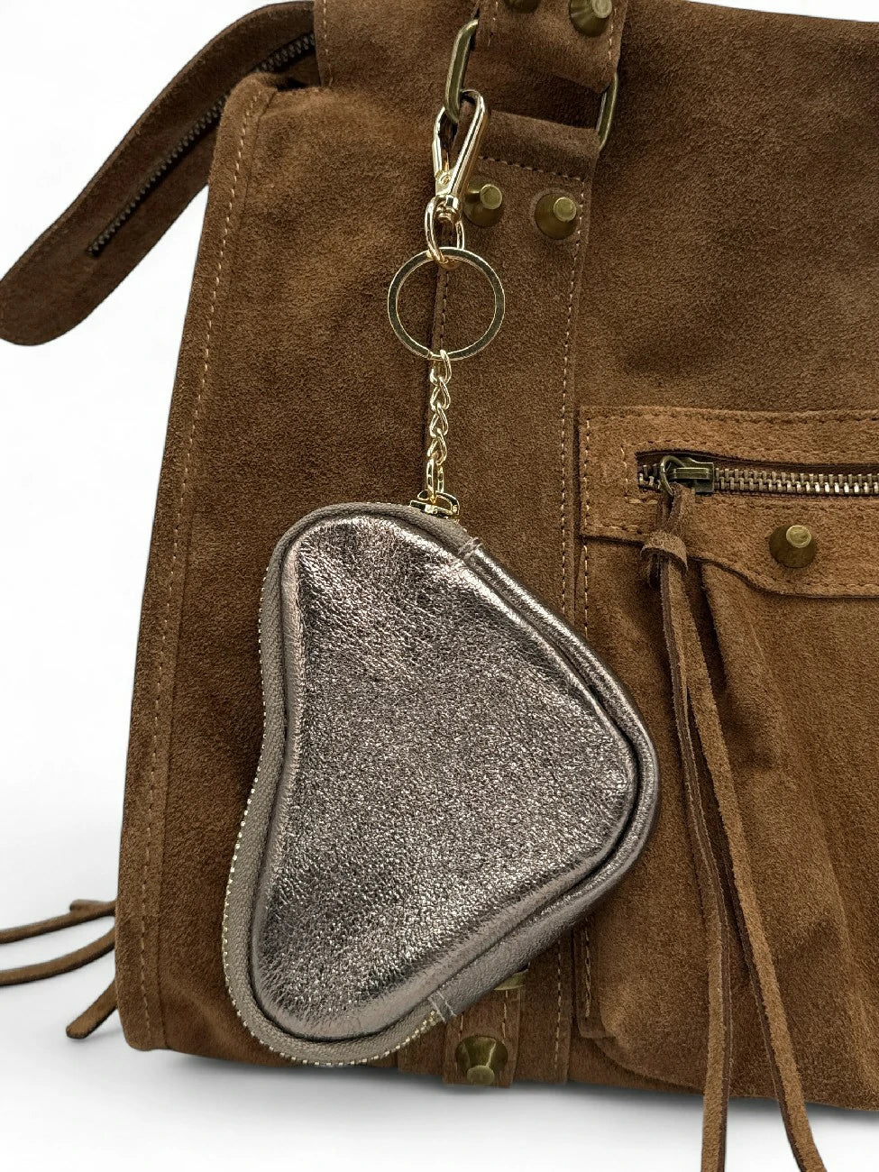 Porte-monnaie porte-clés en cuir irisé SWEETIE Champagne - Image 6