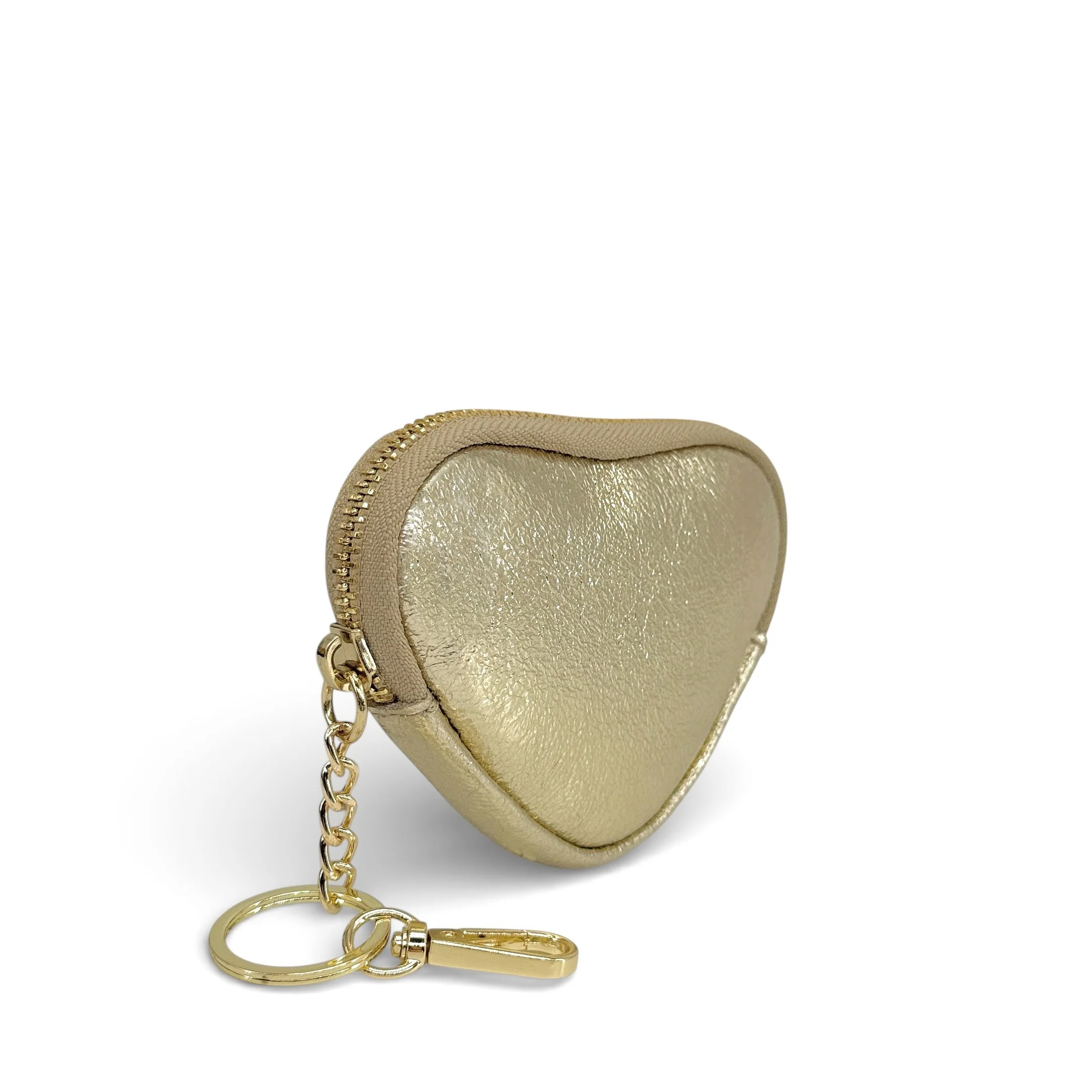Porte-monnaie porte-clés en cuir irisé SWEETIE Or pâle - Image 2
