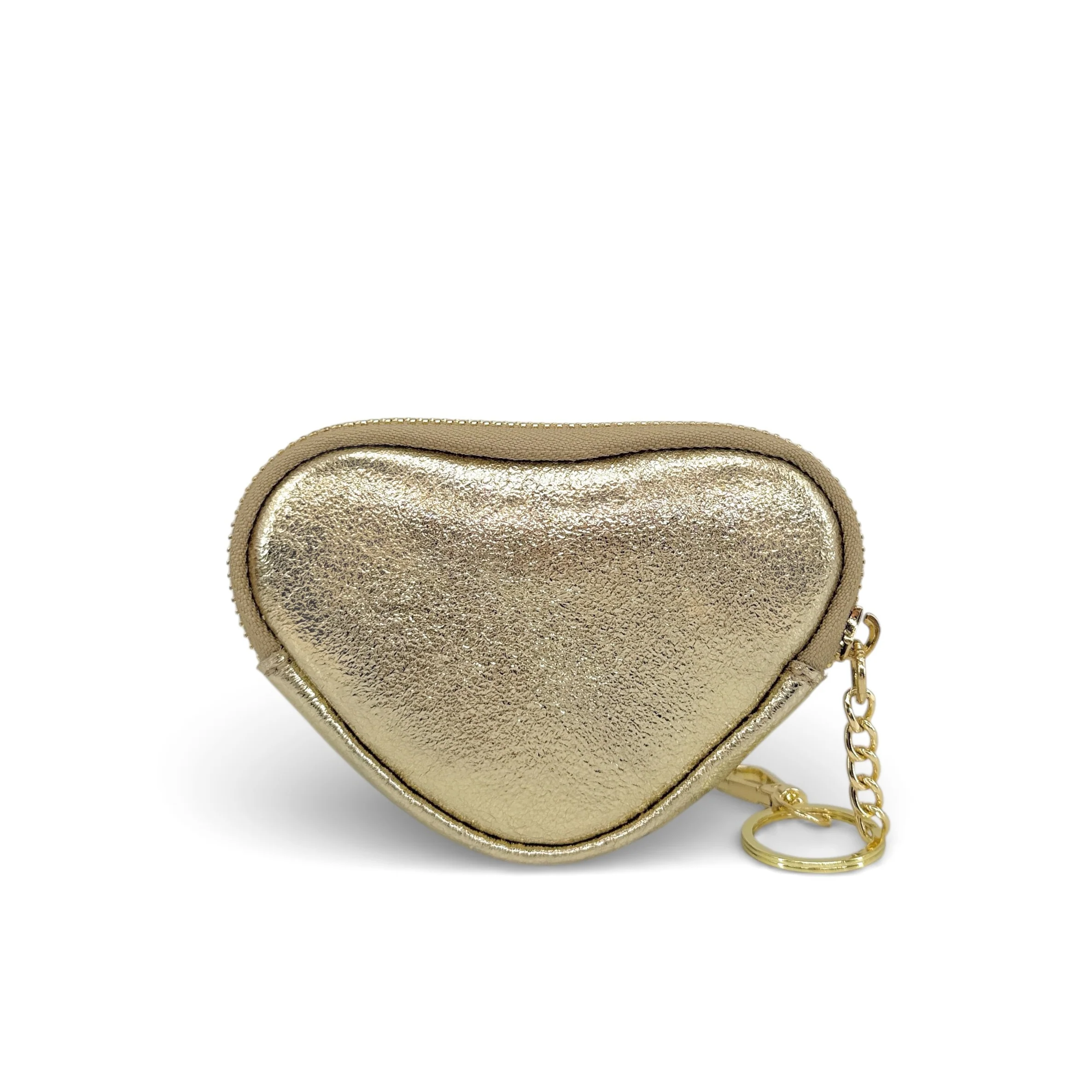 Porte-monnaie porte-clés en cuir irisé SWEETIE Or pâle - Image 6
