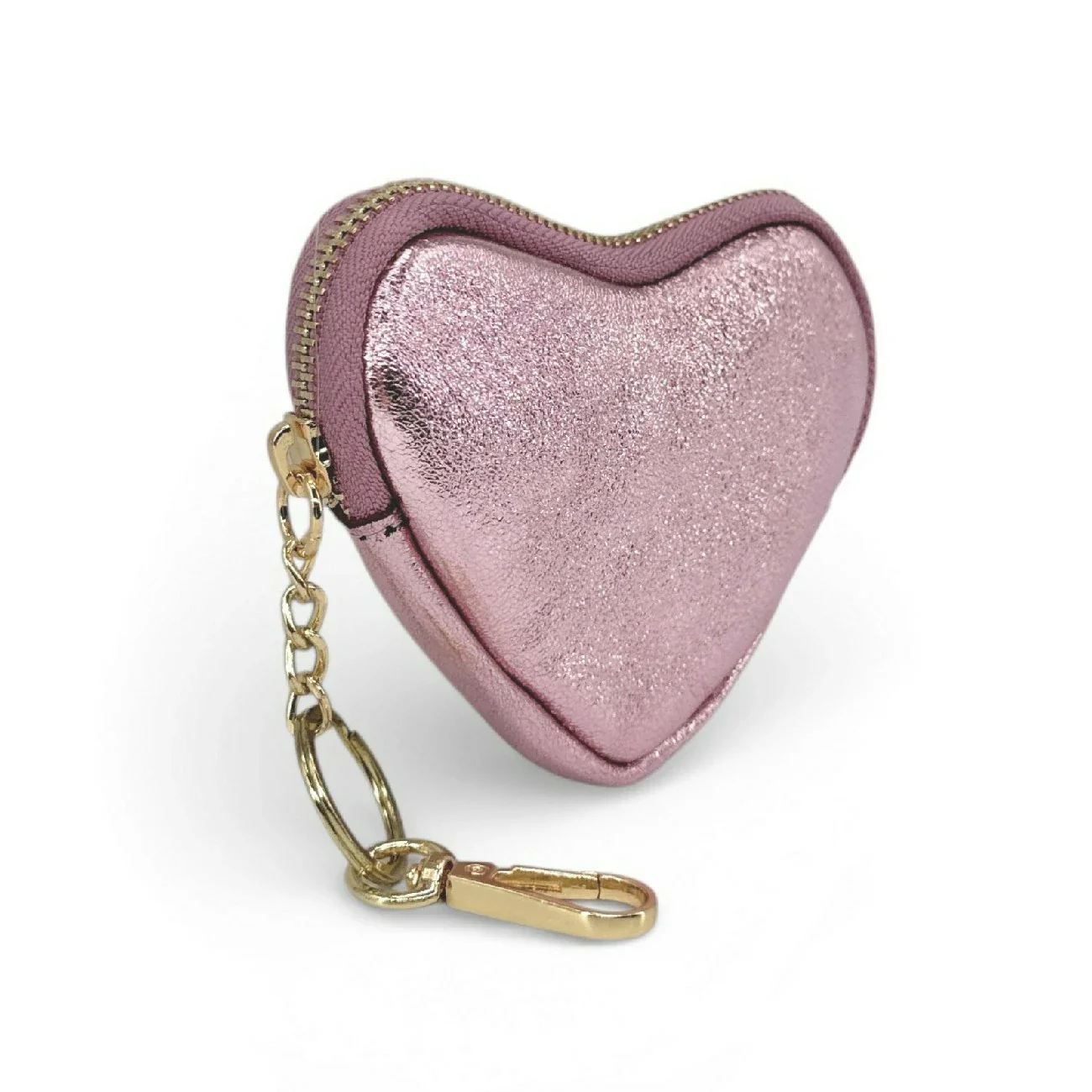 Porte-monnaie porte-clés en cuir irisé SWEETIE Rose pâle - Image 2