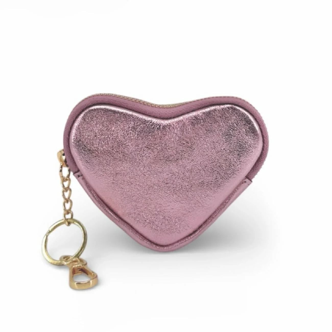 Porte-monnaie porte-clés en cuir irisé SWEETIE Rose pâle - Image 4