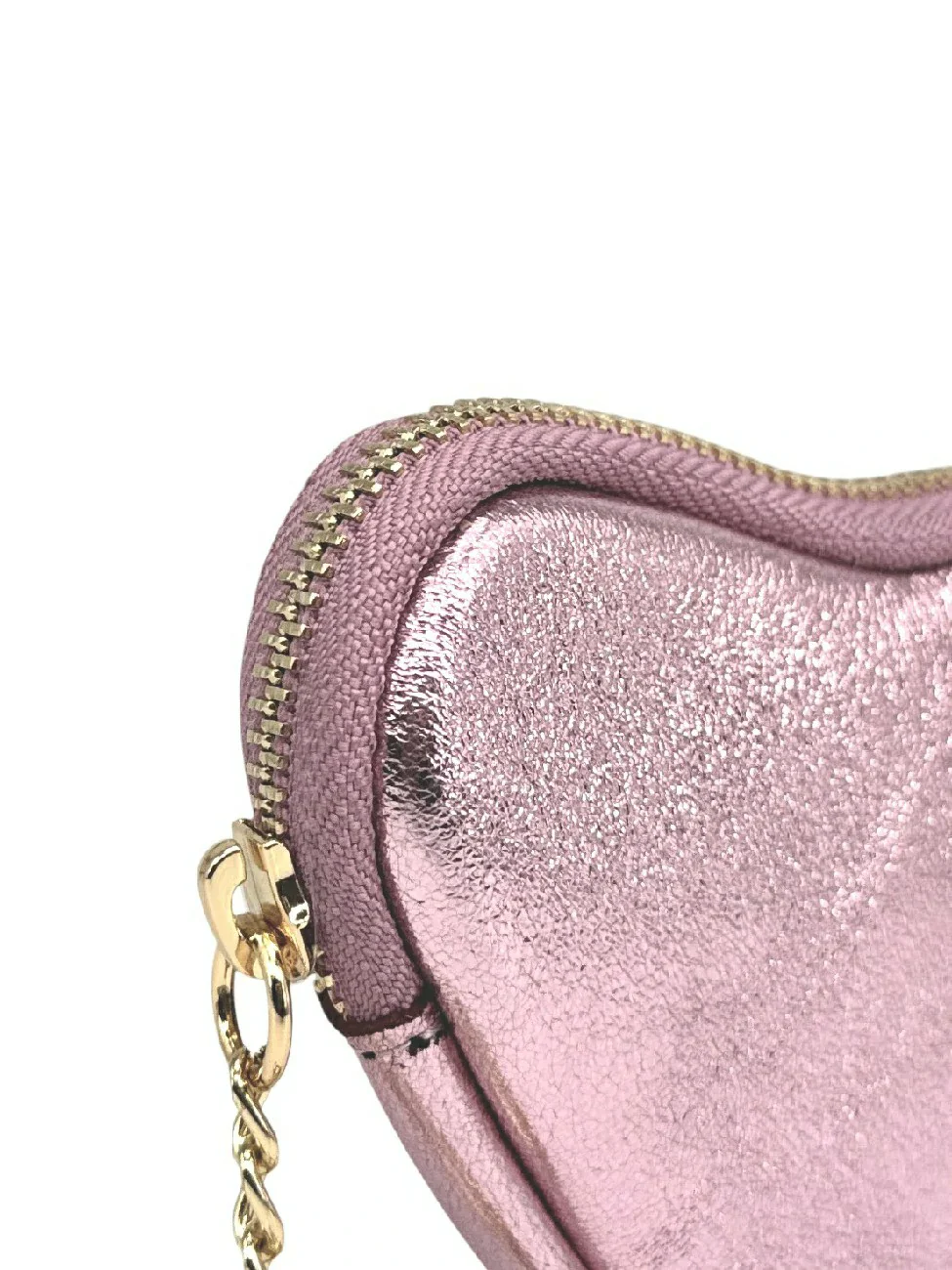 Porte-monnaie porte-clés en cuir irisé SWEETIE Rose pâle - Image 5