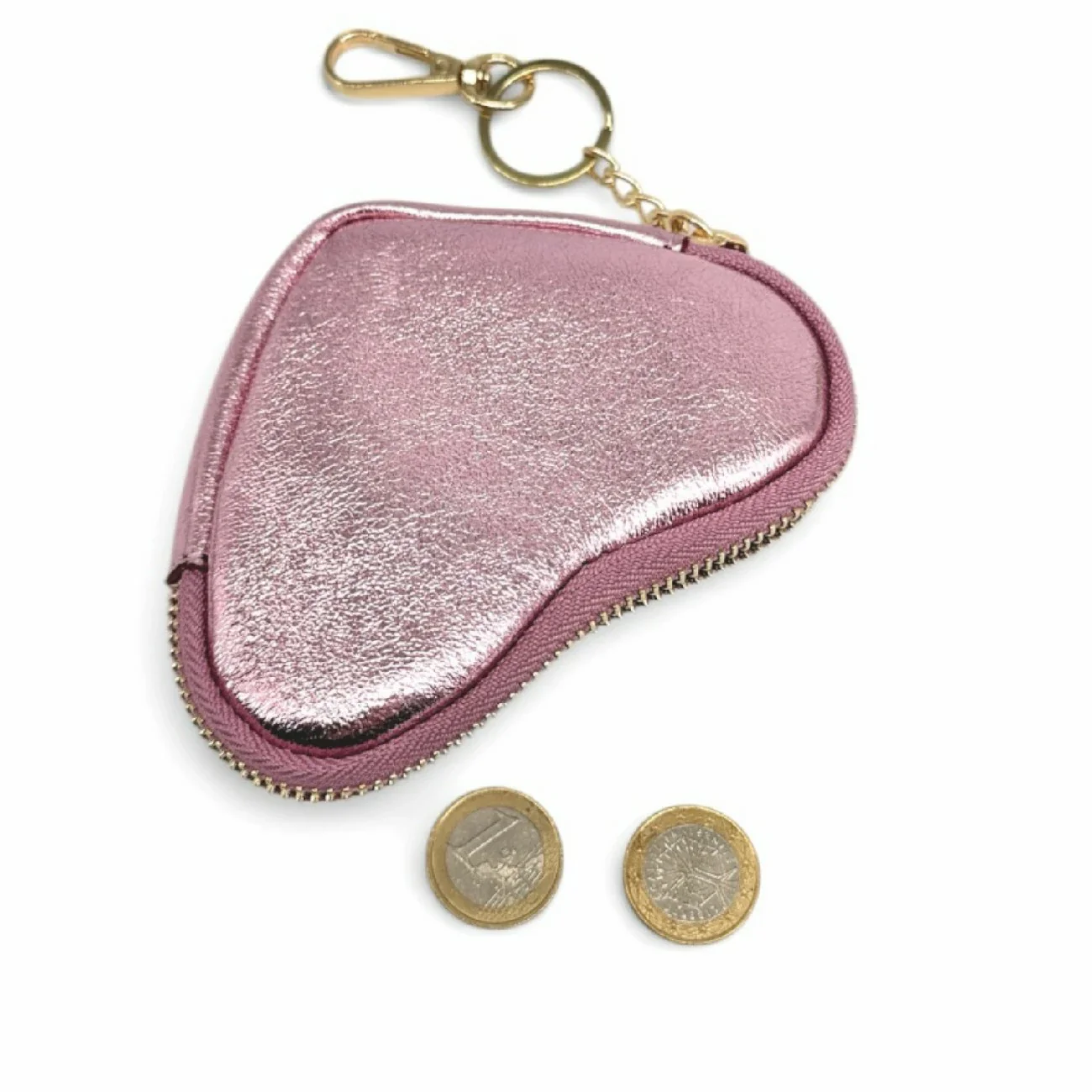Porte-monnaie porte-clés en cuir irisé SWEETIE Rose pâle - Image 6