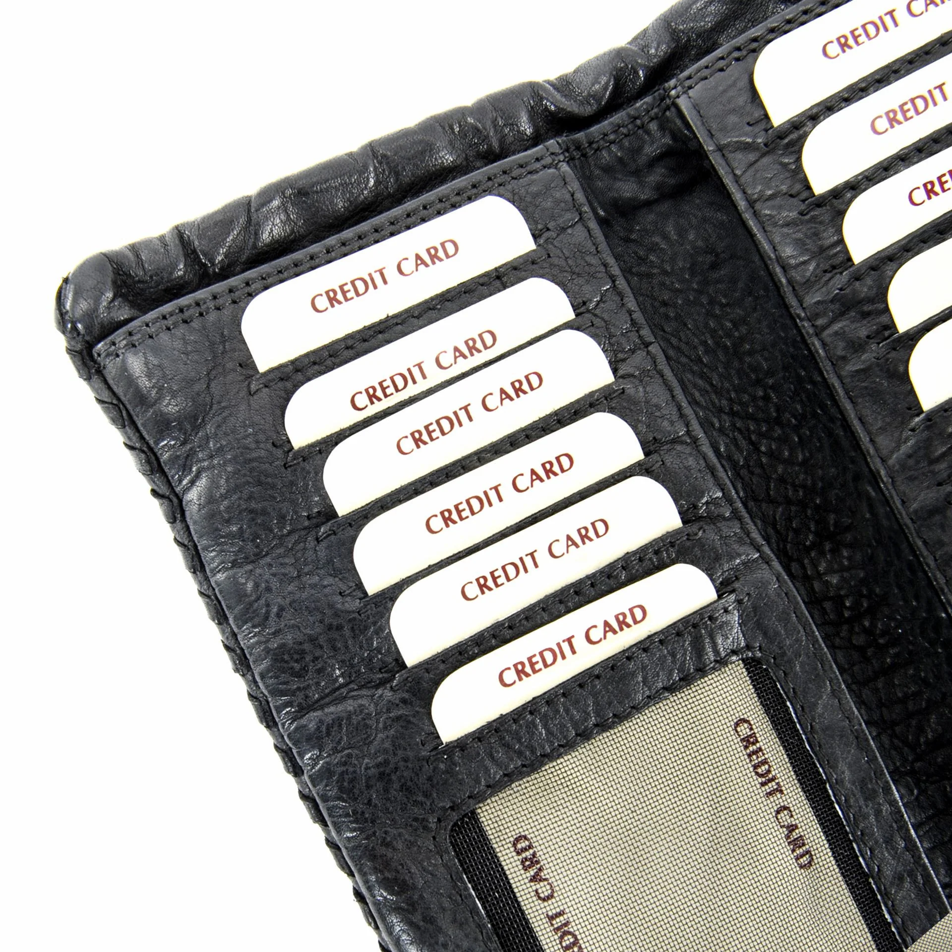 Portefeuille porte-monnaie en cuir tressé NAZCA Noir - Image 3