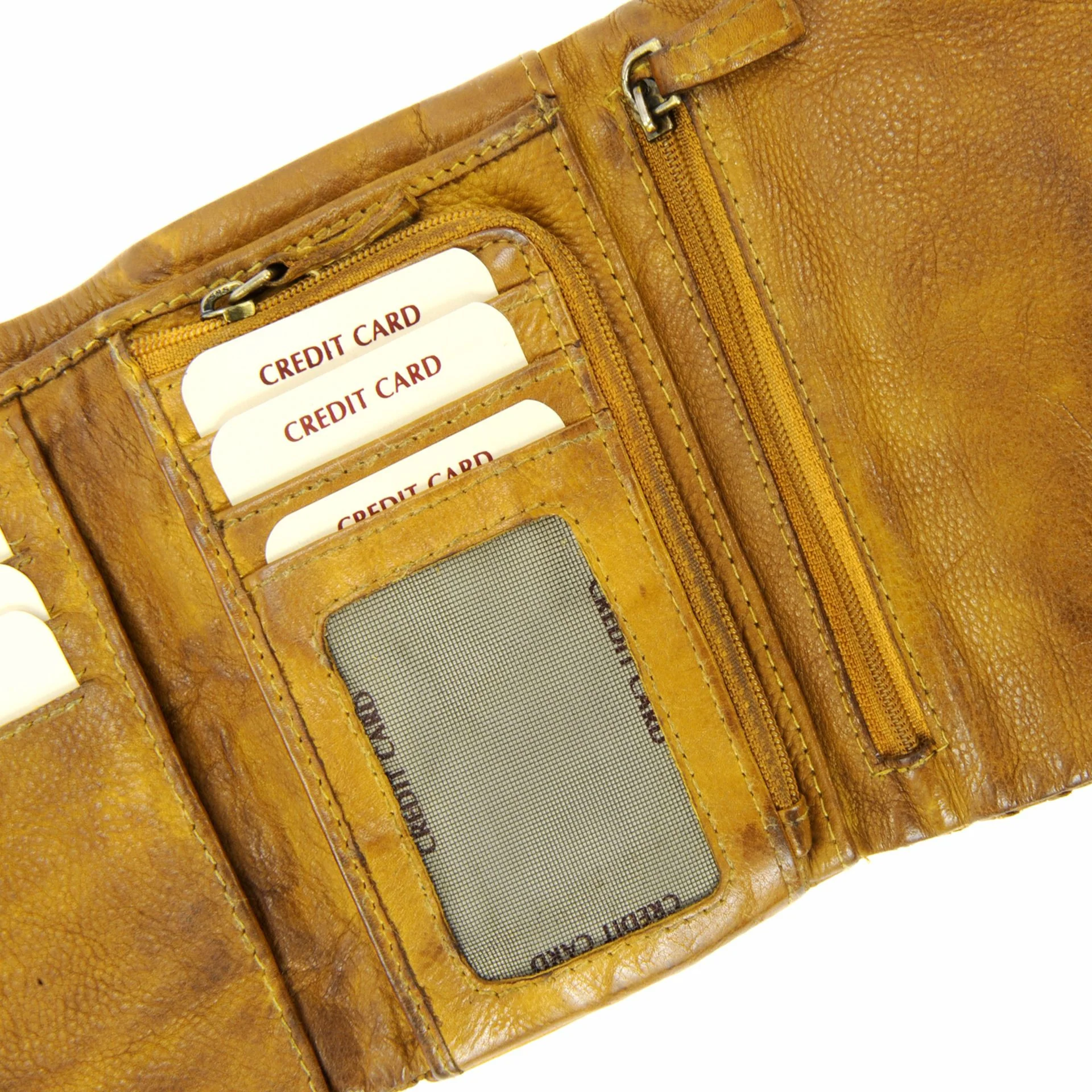 Portefeuille porte-monnaie en cuir tressé ATACAMA Jaune Moutarde - Image 4