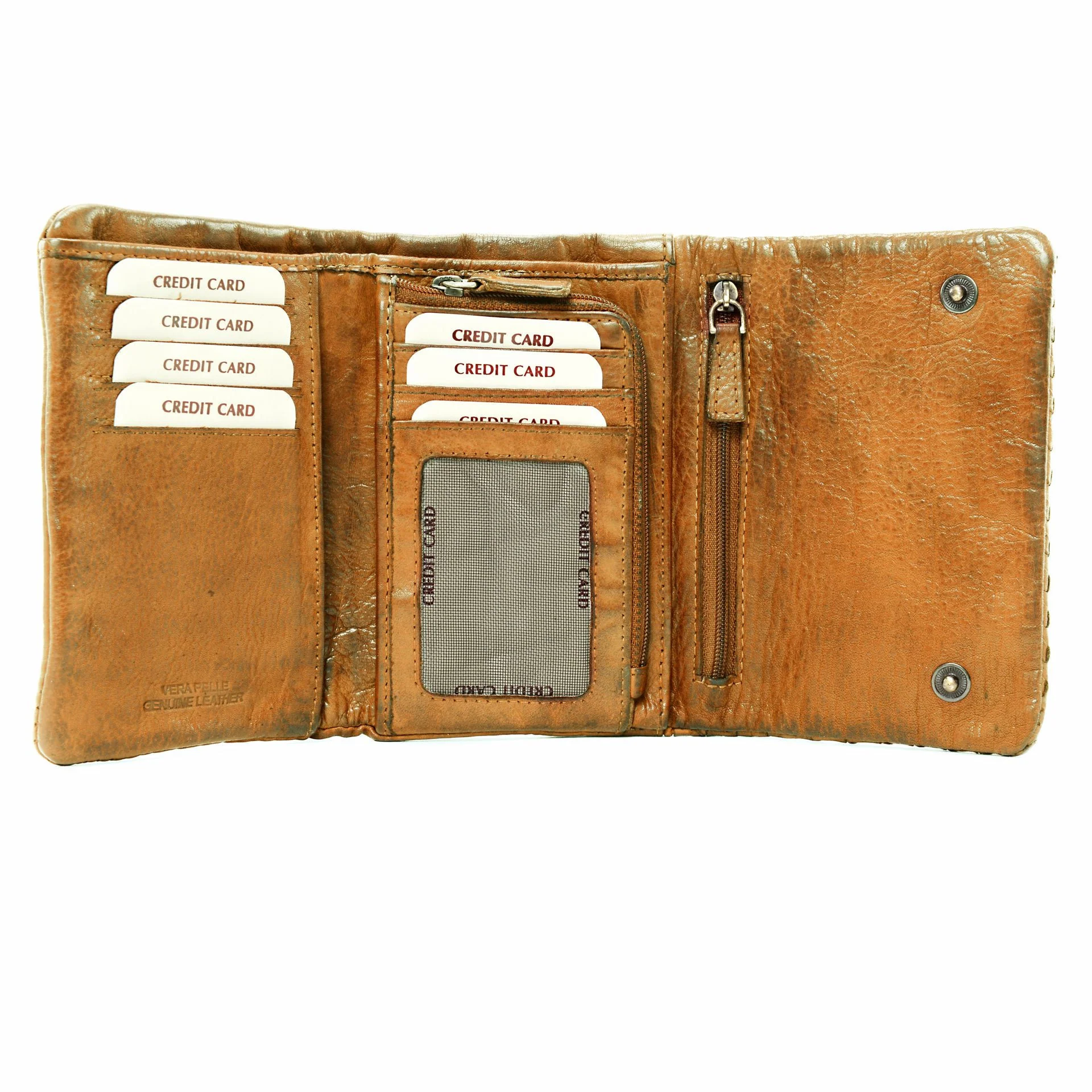 Portefeuille porte-monnaie en cuir tressé ATACAMA Jaune Moutarde - Image 5
