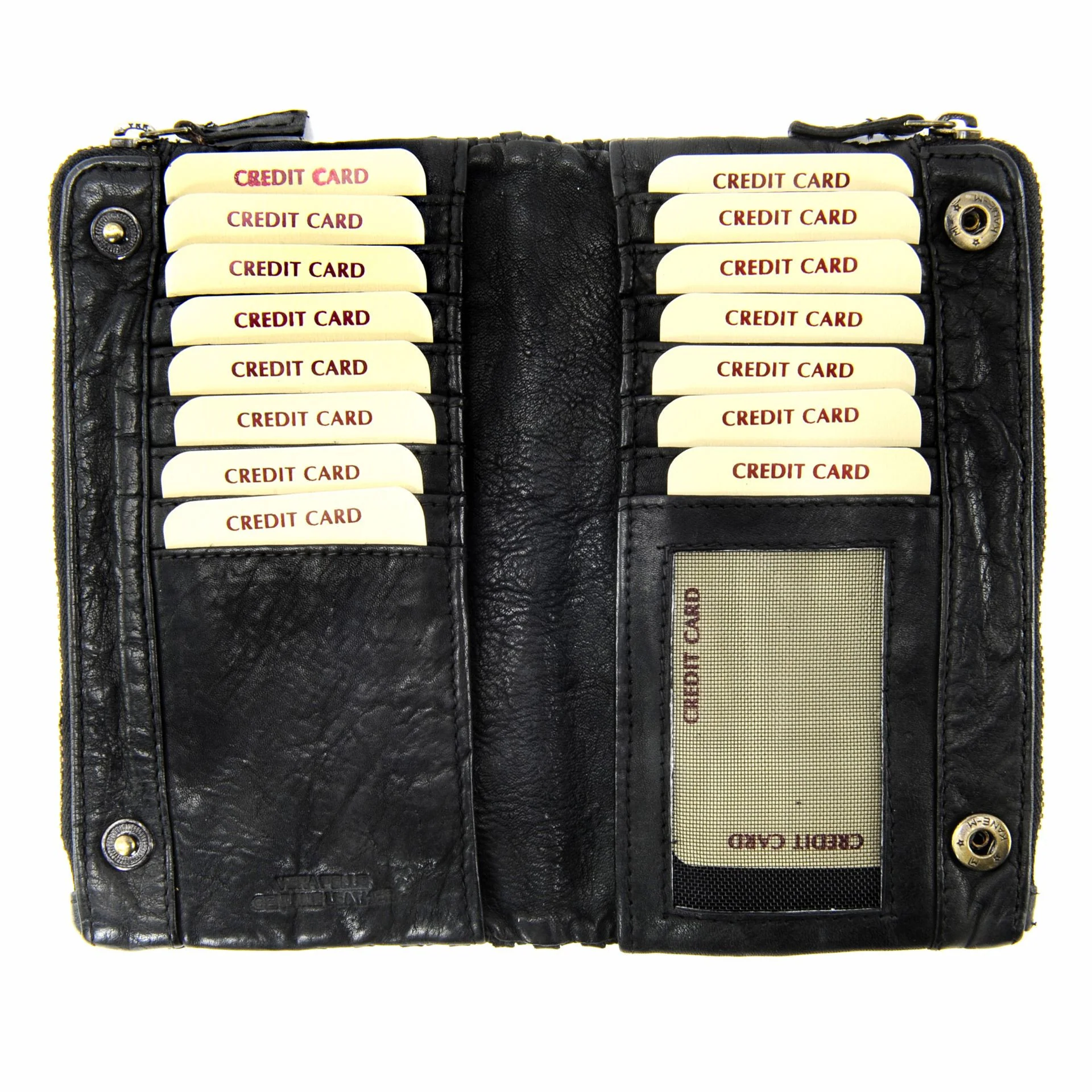 Portefeuille porte-monnaie en cuir tressé SAHARA Noir - Image 4