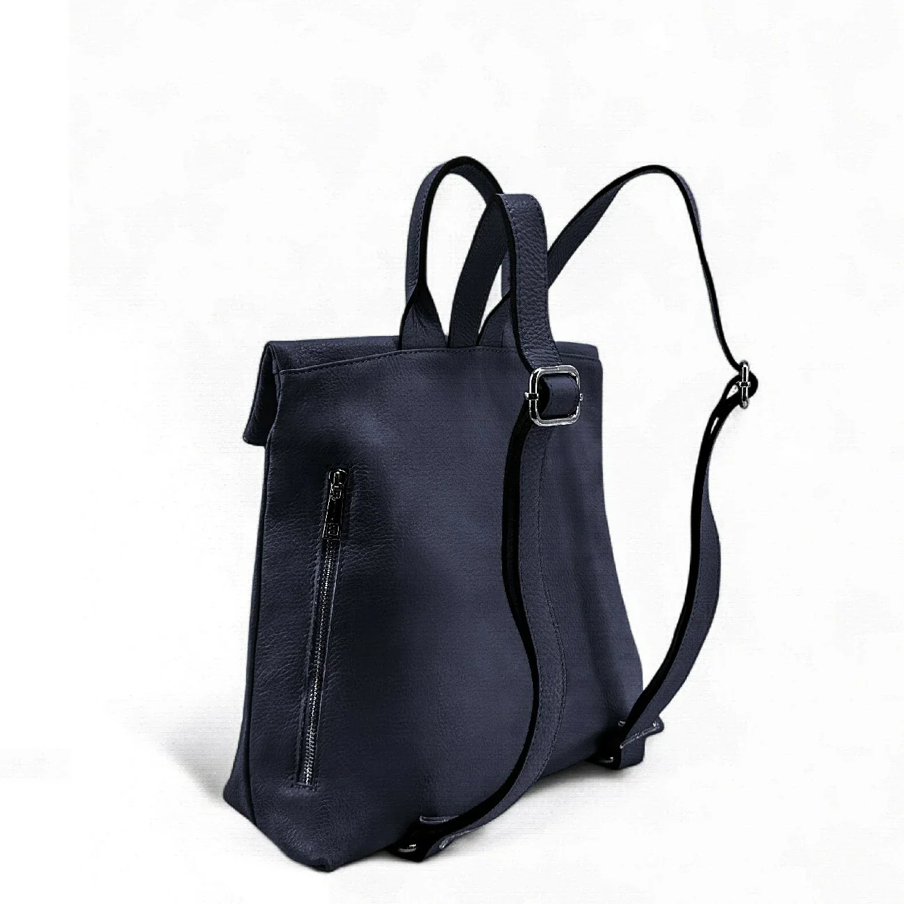 Sac à dos antivol en cuir grainé DORA Bleu marine - Image 3