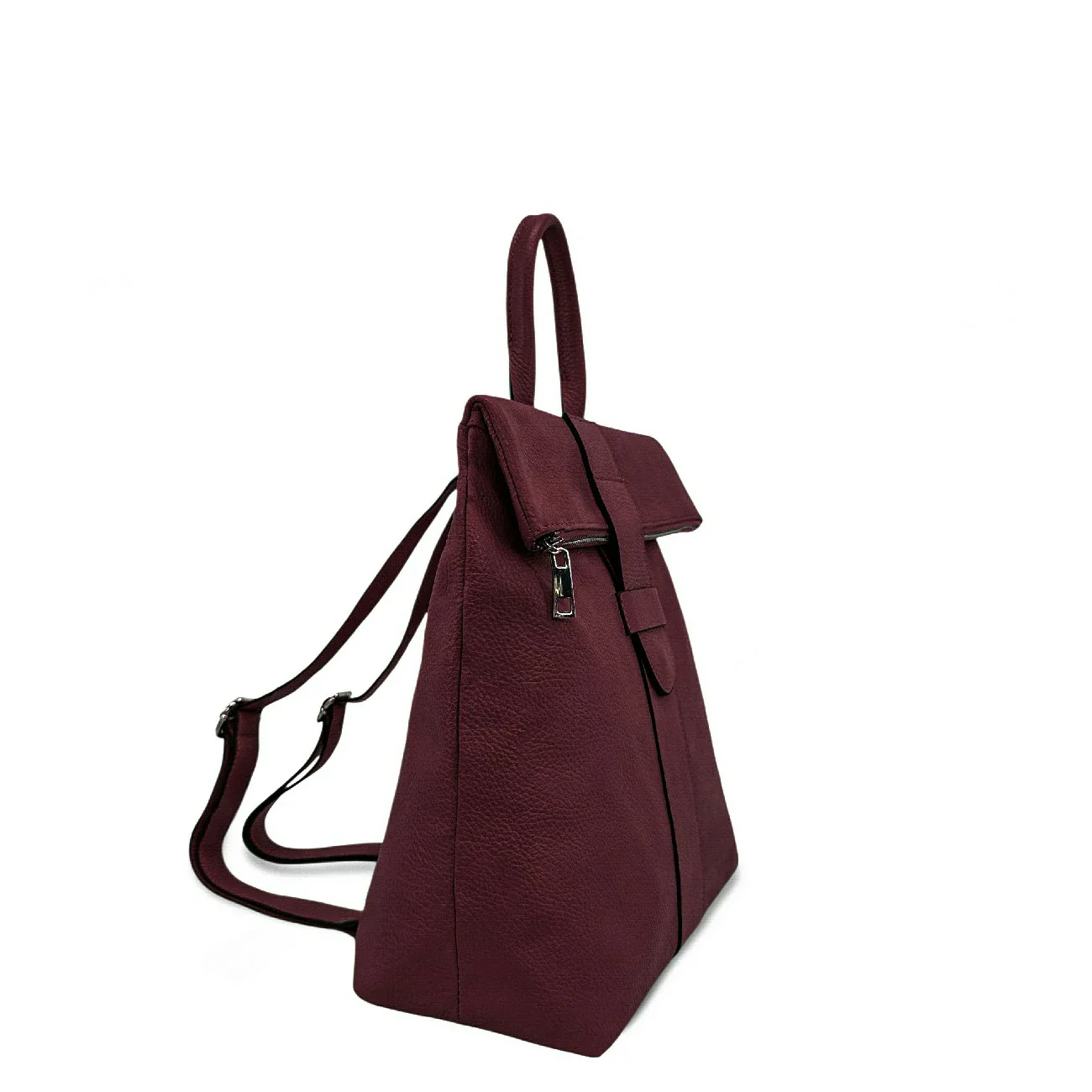 Sac à dos antivol en cuir grainé DORA Bordeaux - Image 2